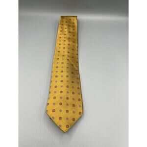 Smith & James Tie Silk Gold With Blue And Red Flowers In Circles